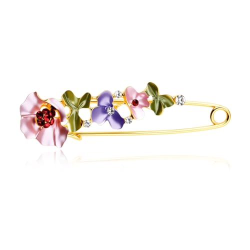 Elegant Floral Bouquet Brooch for Women Bridesmaid Pins Flower Brooches Floral Lapel Pin for Dress Suit Collar with Flowers Say Greeting Cards - color: Purple Flower