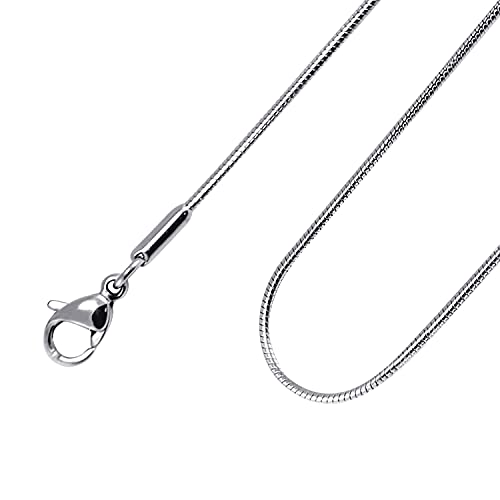 555Jewelry 1.2mm Stainless Steel Snake Chain Necklace for Men & Women, 16-28 Inch - color: Silver