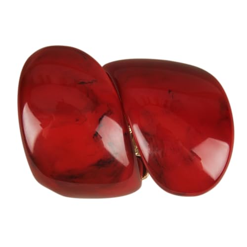 GelConnie Chunky Cuff Bangle Bracelet for Women, Statement Jewelry | Gold and Silver Tone Cuff Bangles with Resin, Crystal and Textured Accents for Party, Vacation and Dressy Looks - style: Bangle 05-Red