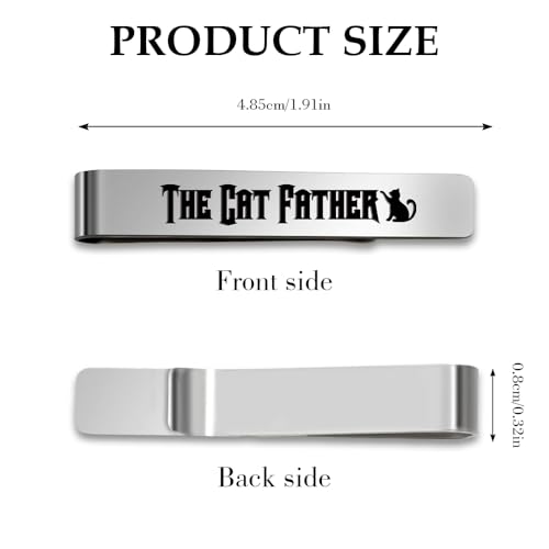 Cat Dad Gifts for Cat Lovers Daddy Men Stainless Steel Tie Clips Bar Pin Cats Gifts Christmas Biryhday Presents Cool Cat Lover Gift Stocking Stuffers Valentines Day Fathers Day Gift for Friends
