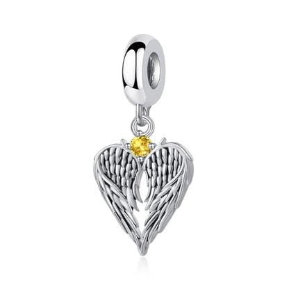 TCHYUN Spread Angle Wings Dangle Charm 12 Birthstone Bead for Pandora Bracelet Women Gift - style: Nov