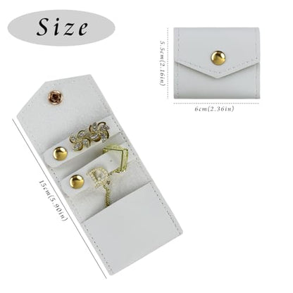 Mini Travel Jewelry Roll Bag with Buckle, Foldable Multifunctional Mini Travel Jewelry Case, Jewelry Roll Storing Rings, Necklaces, Earrings (White) - color: White