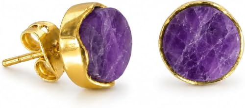 Gempires Raw Gemstone Stud Earrings for Women