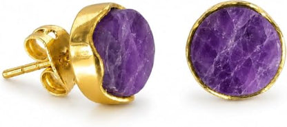 Gempires Raw Gemstone Stud Earrings for Women