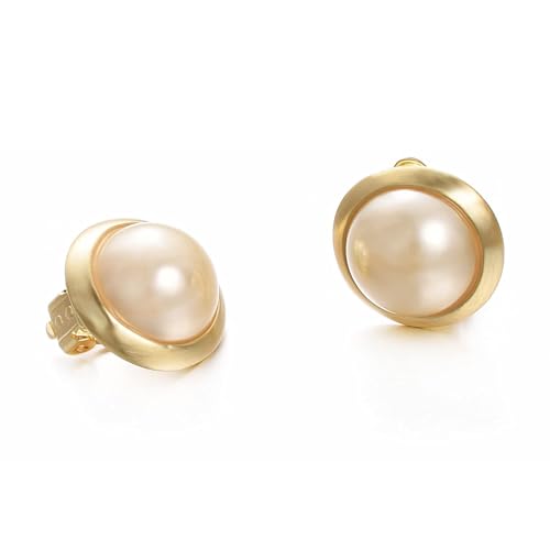 Vintage Pearl Clip On Earrings For Women Non Pierced Earrings | Large Rhinestone Earring Round Pearl Earrings Wedding Jewelry - style: Faux Pearl Clip On Earrings