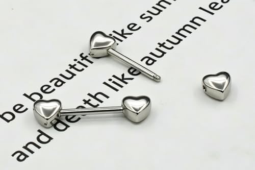 HQLA 14G Dainty CZ Love Heart Nipple Rings Tongue Ring Surgical Steel Nipple rings Piercing Women Barbells 2Pcs 25/8"(16mm) - style: Silver Heart