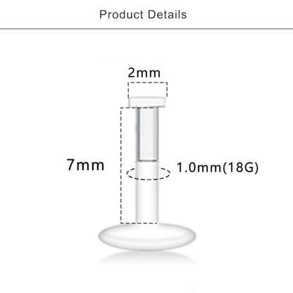 Lcolyoli 30PCS 16G 18G Clear Nose Studs Push Top Piercing Retainers 2mm Flat & Ball Top Bioflex Lip Rings Labret Retainer for Women Men 6-10mm Bar Length - color: Flat Top-30Pcs-18G-0.28"