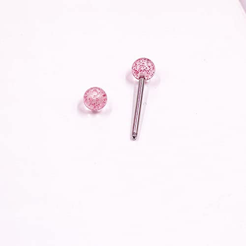 VERAMI 14G Stainless Steel Heart Nipple Rings and Barbell - Butterfly, Starlight Acrylic Ball, Tongue Rings for Women and Men - color: T-PINK-CZ