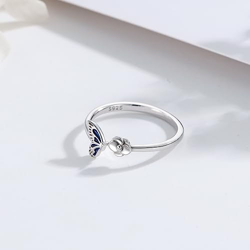 Dragonfly Toe Ring for Women 925 Sterling Silver Dragonfly/Butterfly/Cat/Paw Toe Rings Adjustable Open Ring for Women Christmas Jewelry Gift - color: Butterfly