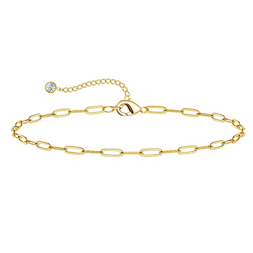DEARMAY Gold Anklets for Women Waterproof | Non Tarnish14K Gold Plated Ankle Bracelets Set Stack, Summer Beach Jewelry Gifts for Vacation - color: Gold Anklet-T