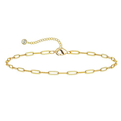 DEARMAY Gold Anklets for Women Waterproof | Non Tarnish14K Gold Plated Ankle Bracelets Set Stack, Summer Beach Jewelry Gifts for Vacation - color: Gold Anklet-T