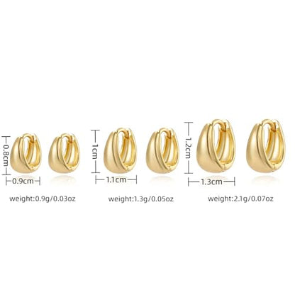 3 Pairs Huggie Hoop Earring Set 18K Gold Plated Cubic Zirconia Cartilage Earrings, Multi Piercings Ear Jacket Earring Climber Stud Earring for Women Everyday Earrings - color: 3 Glossy Gold