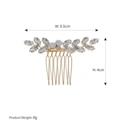 Foyte Bride Wedding Hair Comb Crystal Small Hair Piece Rhinestone Bridal Hair Side Comb Opal Gold Hair Accessories for Women and Brides