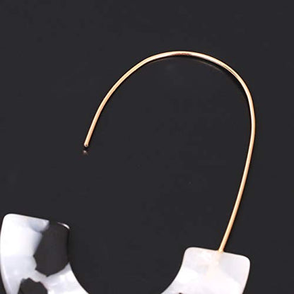 Acrylic Earrings Statement Tortoise Hoop Earrings Resin Wire Drop Dangle Earrings Fashion Jewelry For Women - color: Black and White