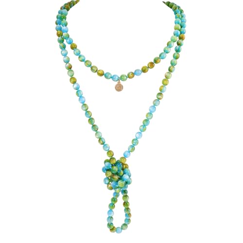 Firstmeet Fashion Beads Rope Knot Long Beaded Necklace Versatile 60" Strand Costume Jewelry for Women - color: Greenish-Blue