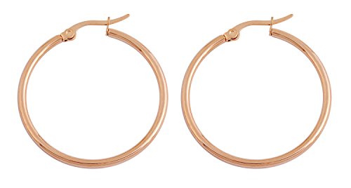 Rounded Hoops Earrings (20mm-60mm Diameter) - color: Rose Gold 30mm