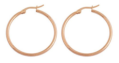 Rounded Hoops Earrings (20mm-60mm Diameter) - color: Rose Gold 30mm