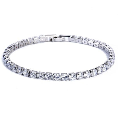 GulCean 14K Gold Plated 4mm Cubic Zirconia Classic Tennis Bracelet Copper CZ Charm Iced Out Tennis Bracelet for Women Men Size 6.7inch 7.5 inch - color: Silver, size: 7.5inch(19cm)