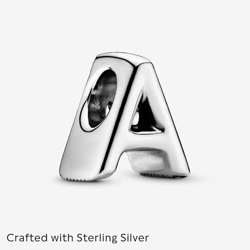 Pandora Alphabet Charm - Compatible Moments - Gift for Her - Made with Sterling Silver - with Gift Box - style: Letter A