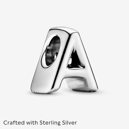 Pandora Alphabet Charm - Compatible Moments - Gift for Her - Made with Sterling Silver - with Gift Box - style: Letter A