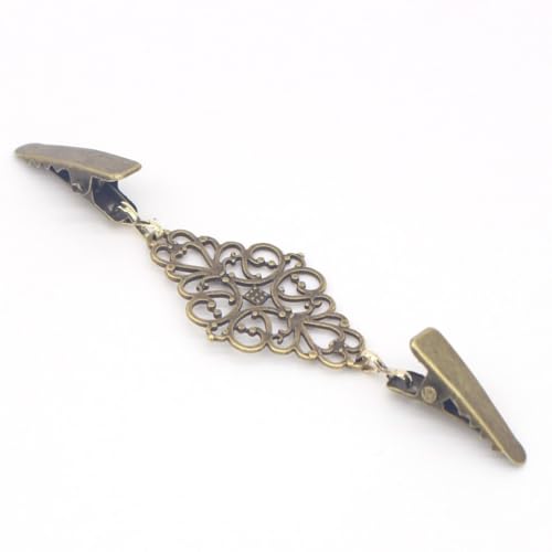 Retro Sweater Clips Fasteners Flower Pattern Cardigan Dress Shirts Collar Brooch Back Cinch Clip For Women Girls - color: Bronze, size: onesize