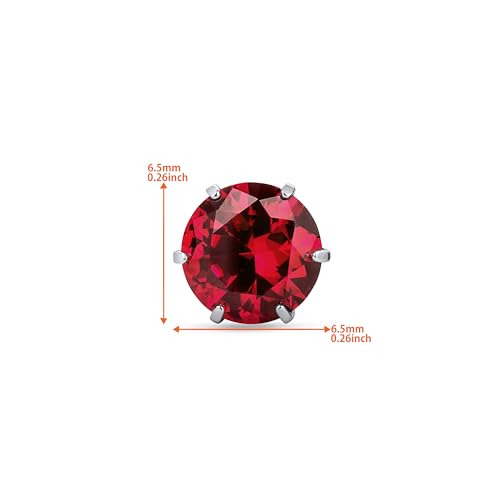 Orovi Round 14K Gold Earrings for Women in Solid 14K White Gold 585/14K Yellow Gold 585 with Ruby/Sapphire/Zirconia/Emerald Gemstones, Stud Earrings For Women,Women's Jewelry Delivered in Jewelry Box - color: 14K White Gold/ Ruby