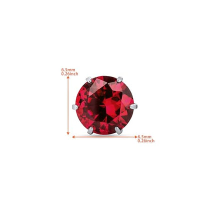 Orovi Round 14K Gold Earrings for Women in Solid 14K White Gold 585/14K Yellow Gold 585 with Ruby/Sapphire/Zirconia/Emerald Gemstones, Stud Earrings For Women,Women's Jewelry Delivered in Jewelry Box - color: 14K White Gold/ Ruby