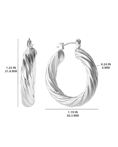 Jessica Simpson Womens Hoop Earrings - Silver-Tone or Gold-Tone Hoop | Earrings for Women - color: Silver Thick Twisted Hoops