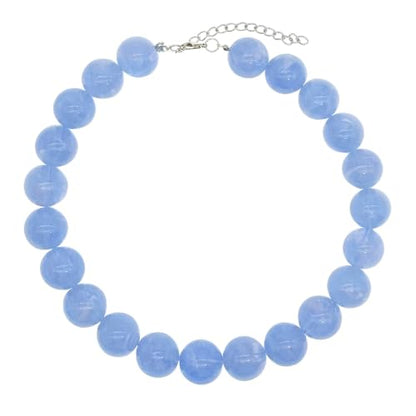 JNF Chunky Beaded Necklaces Women Large Big Ball Bead Choker Necklace Bold Statement Beads jewelry Gift - color: gemstone neckalce sea blue
