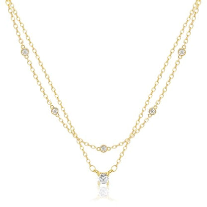 Layered Necklaces for Women 14K Gold Plated Stack Circle Pendant Trendy Long Chain Stackable Handmade Coin Necklace Set Dainty Gold Stacked Jewelry Gifts - color: Gold-6