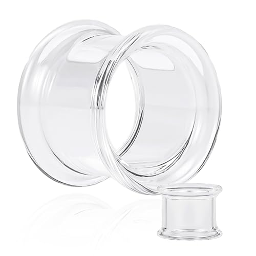 Vankula 2PCS 8-16mm Glass Ear Gauges Plugs and Tunnels Black Double Flared Saddle Ear Stretcher Expander Body Jewelry - color: Clear, size: 6mm(2G)