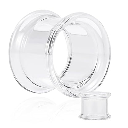 Vankula 2PCS 8-16mm Glass Ear Gauges Plugs and Tunnels Black Double Flared Saddle Ear Stretcher Expander Body Jewelry - color: Clear, size: 22mm(7/8”)