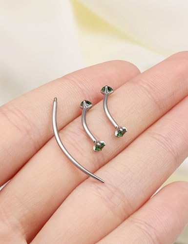 Eyebrow Piercing Jewelry F136 Titanium Internally & externally Threaded Curved Barbell Vertical Labret Lip Jewelry Ear Rook Navel Belly Button Ring Women Men 20g 18g 16g 6mm/8mm/10mm/12mm - color: 10mm F136 titanium Eyebrow Rings 16G Green