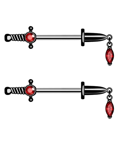 Dagger Nipple Ring 14G Gold Nipple Rings 316L Stainless Steel Nipple Piercing Jewelry Dangle Nipple Rings for Women Nipple Piercing Jewelry - color: Black