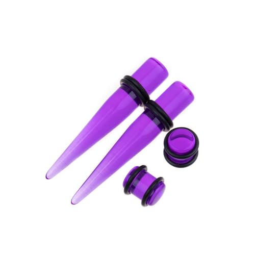Ear Gauges Stretching Kit 14G-00G Acrylic Sprial Tapers Plugs Expander Sets Heart Tunnels Piering Jewelry Horeseshoes Taper For Ears - style: 84 G Purple