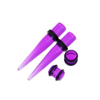 Ear Gauges Stretching Kit 14G-00G Acrylic Sprial Tapers Plugs Expander Sets Heart Tunnels Piering Jewelry Horeseshoes Taper For Ears - style: 84 G Purple