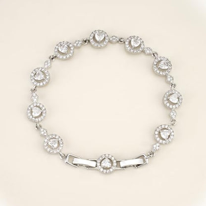 Tennis Bracelet for Women 14K Gold Plated Cubic Zirconia Bracelet,Classic Crystal Tennis Bracelet, Rhinestone Delicate Bracelet Gift for Her - style: Heart Cut-White