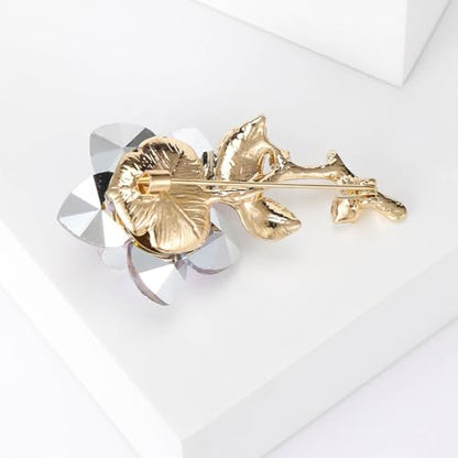Flower Brooch for Women Rhinestone Pearl Zirconia Flower Lapel Pin Birthday Holiday Gift for Mother Wife Girlfriend - color: 13 Crystal Flower