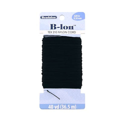 Beadalon B-LON Cord, TEX 210, 0.50 mm, Black, 40 yd - size: 40 yd, style: Black