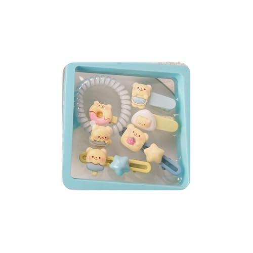 Hair Clips for Women, Acrylic Resin Hair Accessories set with Hairbands Colored Hair Ties, Flower, Rainbow, Little Bear Clips Cute pattern for Birthday Prom Cosplay Party (yellow Little Bear Doughnut) - color: yellow Little Bear Doughnut