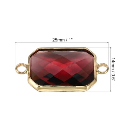 PATIKIL Birthstone Connector Link, Diamond Clear Charm Links, Glass Jewelry Findings Crystal Bead Link for Drop Dangle Pendants Necklace Bracelet Earring - color: Light Red