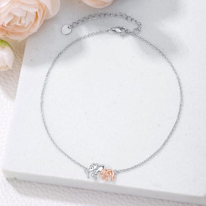 925 Sterling Silver Anklet Foot Bracelet with Crystal from Austria, Anklet Jewelry Gifts for Women 11 Inch Adjustable - style: Elephant