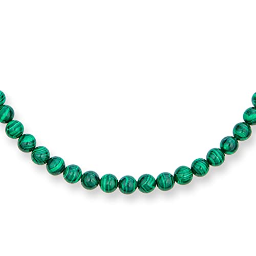 Classic Color Gemstones Ball Bead Strand Necklace Toggle Clasp 10MM - color: Green Malachite