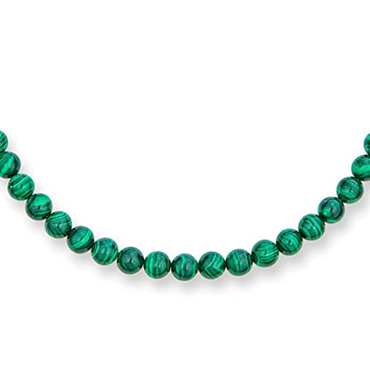 Classic Color Gemstones Ball Bead Strand Necklace Toggle Clasp 10MM - color: Green Malachite