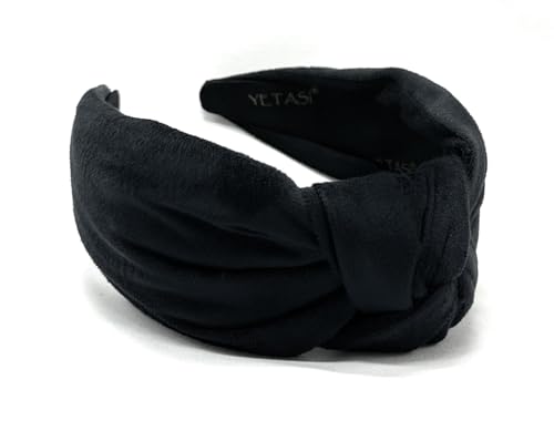 Chunky Black Velvet 2.5 Inches Thick Knotted Headband for Women Headbands Women Girls Trendy, Womens Headbands are Head band for Women's Hair, Cute Top Knot Fashion Designer - color: Chunky Black