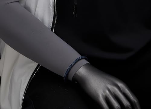 COOLSTEELANDBEYOND Minimalist Mens Women Leather Bracelet, Thin Braided Leather Bangle, Steel Oval Magnetic Clasp - color: D-Color: Navy Blue