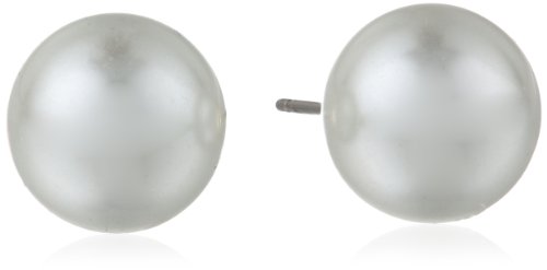 Anne Klein Women's Pearl Stud Earrings, Layered Statement Fashion Jewelry for Everyday and Evening Wear - color: 12mm