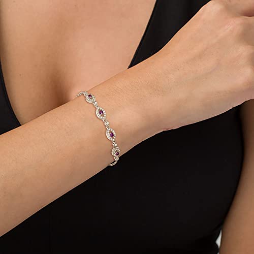 EVER FAITH Bridal Jewelry Set for Women, Stunning Teardrop Cubic Zirconia Birthstone Necklace Bracelet Earrings Sets Gift for Mothers Day/Valentines/Birthday/Christmas - color: Purple