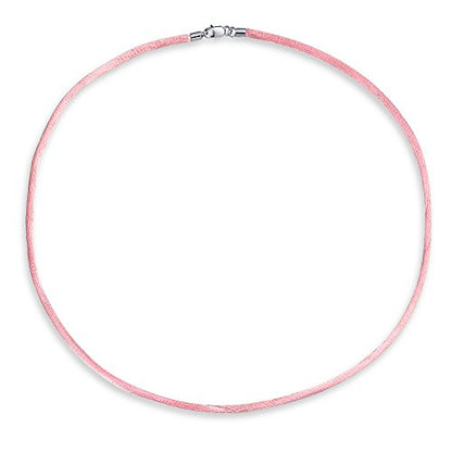 1MM Pink Satin Silk Cord Necklace for Pendant Sterling Silver Clasp