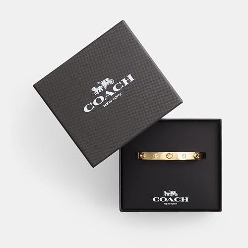 COACH Women's Signature C Logo Hinged Bangle Bracelet - color: Gold